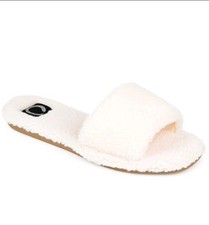 Journee Collection Women Sunlight Slide Slippers SZ US 11M Ivory White Faux Fur