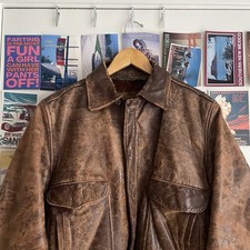 Brent Steerhide Leather Vintage A2 bomber flight jacket size Medium 1950s read