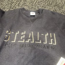F-117 Nighthawk Stealth Fighter War Jet Blk. Crewneck Sweatshirt XL USA Made VTG