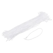 100 x Cotton Hang Tag String Snap Lock Price Fastener Tie White 7.8"