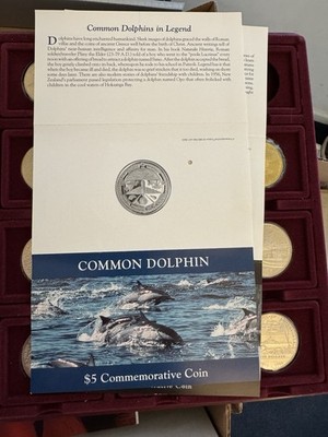 1993 MARSHALL ISLANDS $5 COMMON DOLPHIN INDO-PACIFIC OCEAN SEALED COIN + FOLDER
