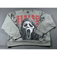 Ghostface Scream Horror Movie Graphic Crewneck Fleece Sweatshirt Mens Large NEW