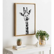 Sylvie Giraffe Portrait Framed Canvas Wall Art by Simon Te Tai 24L" x 18W" Gold