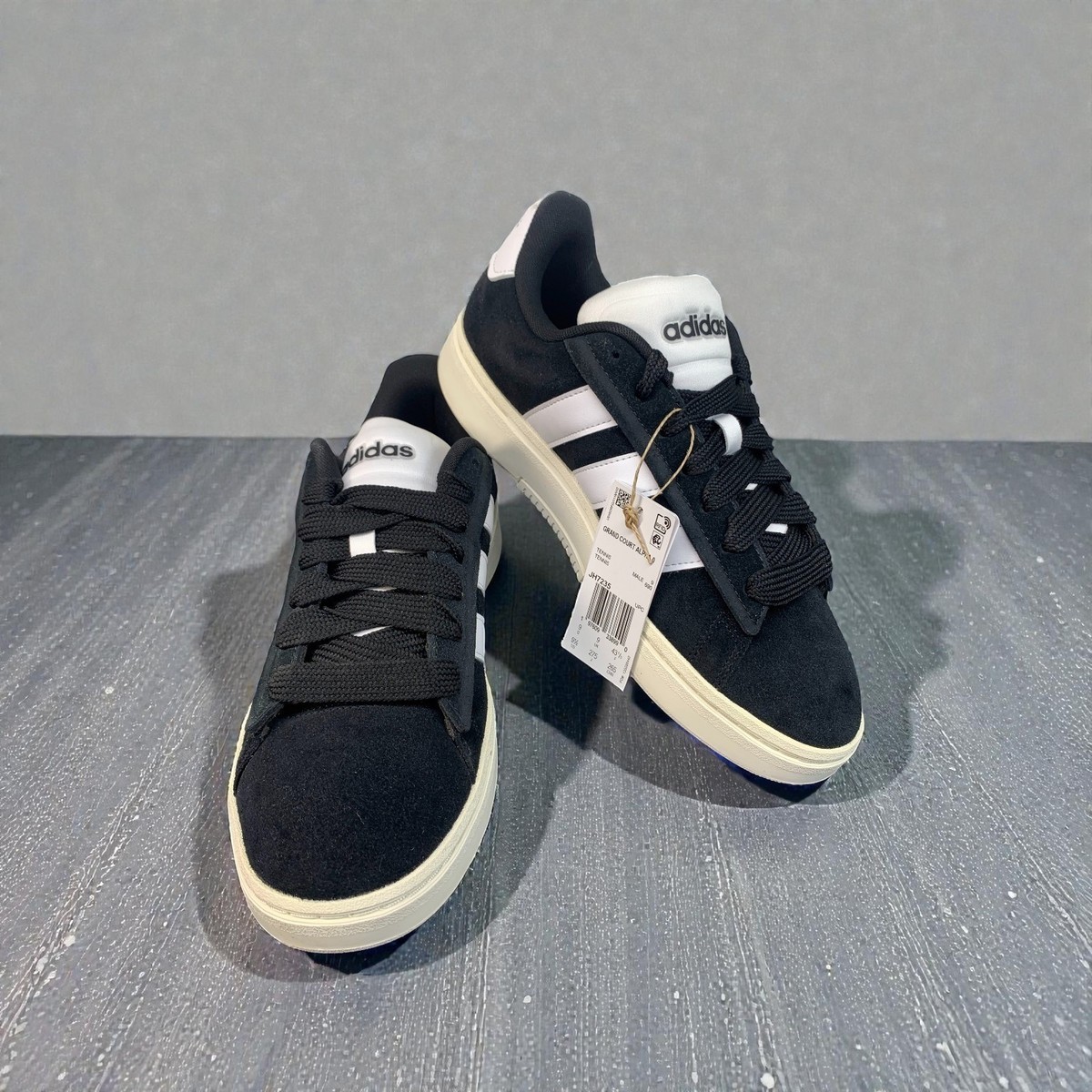Adidas Grand Court Alpha 0 Mens 9.5 Black Suede Tennis Sneakers JH7235 NEW  | eBay