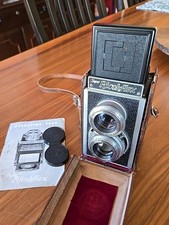 Super Ricohflex Medium Format TLR 35mm Film Camera w/Leather Case Excl Condtn