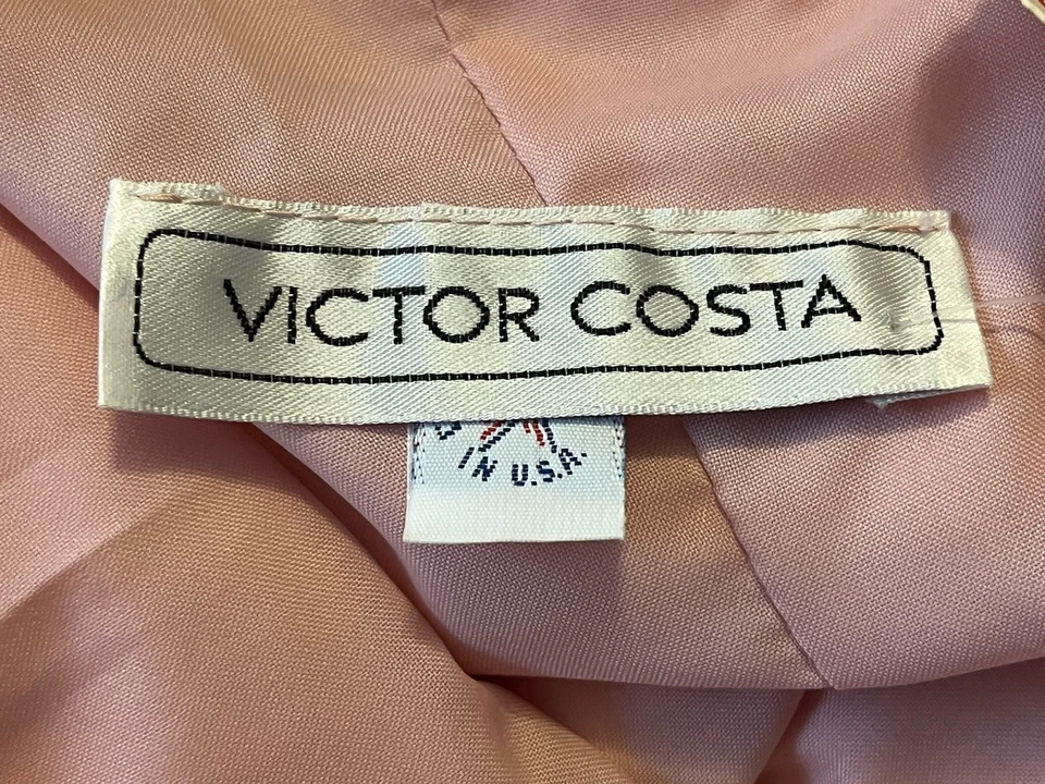 NWT Vtg Victor Costa Dress Silk Pink Embellished Sleeveless Lined USA 80s Size 8 - Image 3 of 4