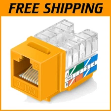 Slim Profile Cat6 Keystone Jacks 50-Pack - Yellow