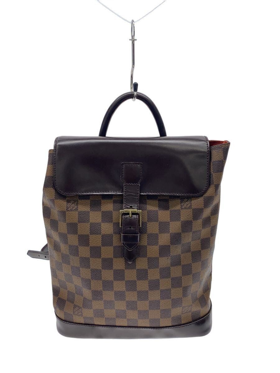 LOUIS VUITTON backpack Soho_Damier Ebene PVC Brown with discoloration Used