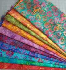 10 Batik Fat Quarters Bundle Multi colors Fabric Precut
