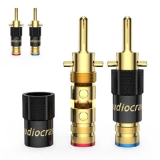 4pcs Gold Plated Banana Plug HiFi Audio Speaker Cable Screw Locking Connector