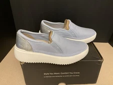 New! Womens Vionic Kearny Skyway Blue Leather Comfort Slip On Shoes. Size 7.5M.