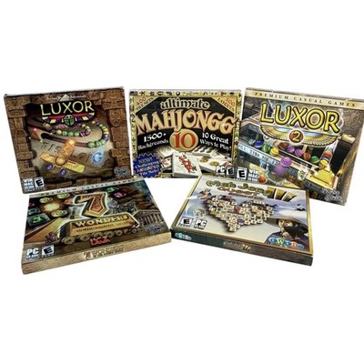 Luxor 1 2 7 Wonders Mahjongg Quest PC Mac CD-ROM Games E Puzzle 5 Game Lot