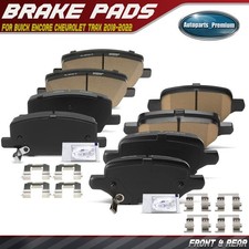 8x Front & Rear Brake Pads w/ Hardware for Buick Encore Chevrolet Trax 2018-2022