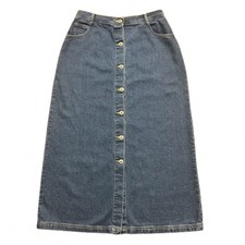 Women's 8 Modest Denim Western Maxi Skirt Blue Denim Button Front Cowgirl Clean