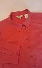 Norm Thompson Sz 18 Petite Button Front Blouse Top Shirt 3/4 Sleeve Tangerine 