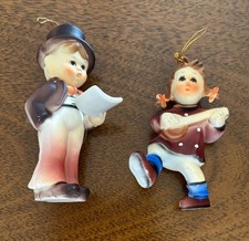 Vintage Kurt S Adler Hummel Like Plastic Christmas Ornaments Girl and Boy