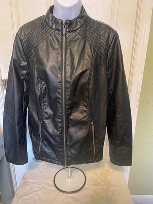 J2 moto-style jacket, faux leather, black, short jacket, size 1X, good condition