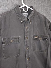 Carhartt Shirt Mens XL Gray Canvas Button Down Utility Shirt S09MOS