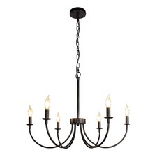 6-Light Farmhouse Chandelier, Black Chandeliers for Dining Room Lighting Fixt...