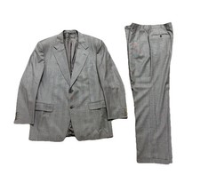 Canali 2Pc Suit Men s Sz 52 pants 54 blazer Gray Check Plaid 100 Wool Italy
