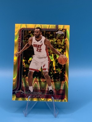 Andrew Wiggins 2025-26 Topps Chrome Yellow Ray Wave Refractor #180 Heat /275