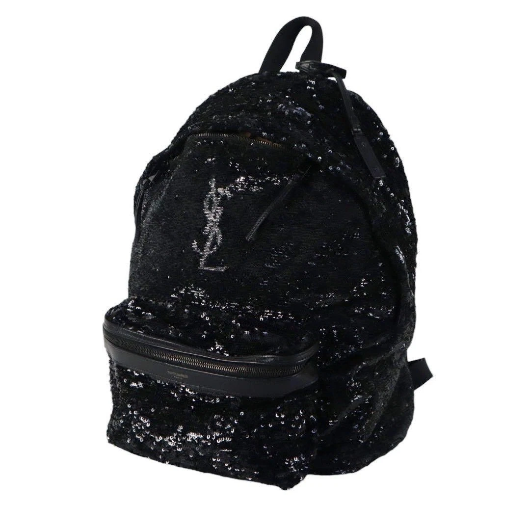 Saint Laurent City Glitter Backpack In Black Silver Multi Adjustable Straps Saint Laurent Black and Silver Glitter City Backpack Saint  main image 4