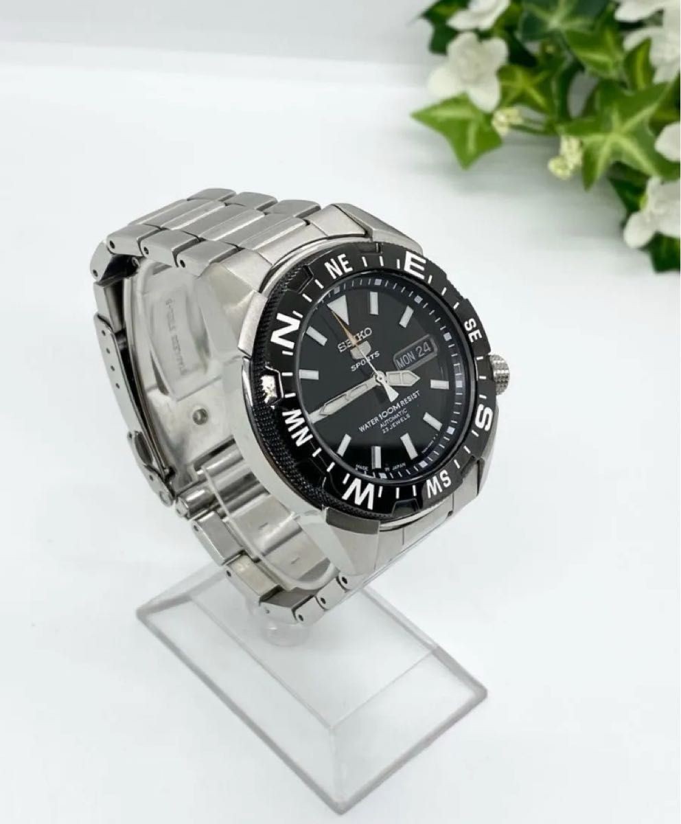 時計 seiko5 7S36-02P0 MADE IN JAPAN Seiko 5 Sports 7S36-02P0 Automatic Japan | Compass Bezel | Black
