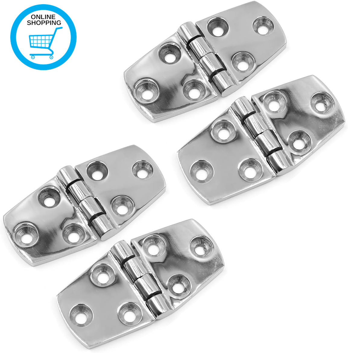 4Pcs Durable 316 Marine Stainless Steel Casting Strap Hinge Door Hinge for Boat