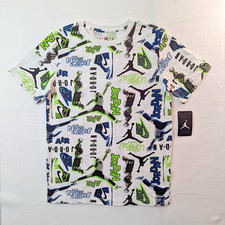 Air Jordan Jump Man T-shirt Boy's Size XL Neon Green Black All Over Print NWT