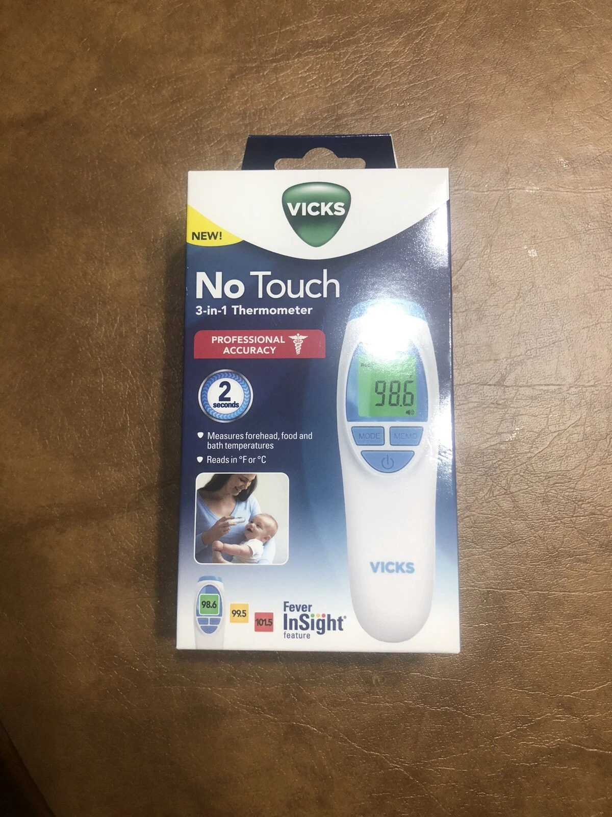 Vicks No-Touch Measures Forehead Food and Bath 3 in 1 Thermometer