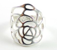 New NWT Sterling Silver Wide Open Filigree Flower Rose Ring Size 8 FZ