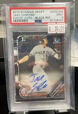Jake Sanford 2019 Bowman 1st Draft Black Refractor Auto #/75 PSA 9 Yankees