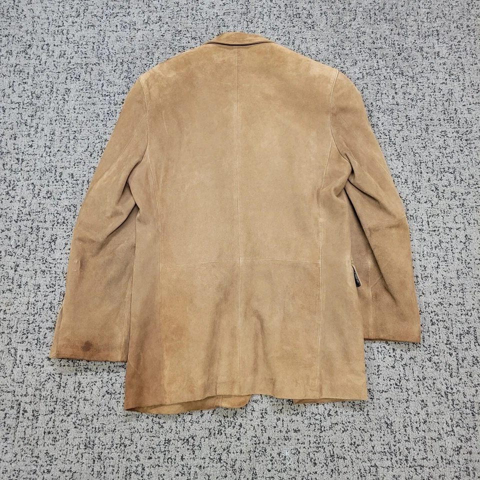 Chaqueta Blazer TASSO ELBA Gamuza Cuero Para Hombre 38 R PEQUEÑA S Marrón Tres Botones Foto 3 de 4