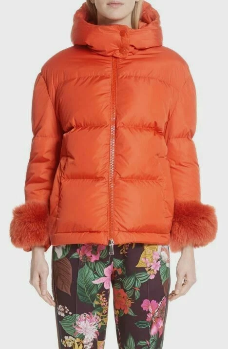 Moncler Effraie Hooded Fur Fox Orange Hoodie Removable Cuff Down Coat Jacket 3