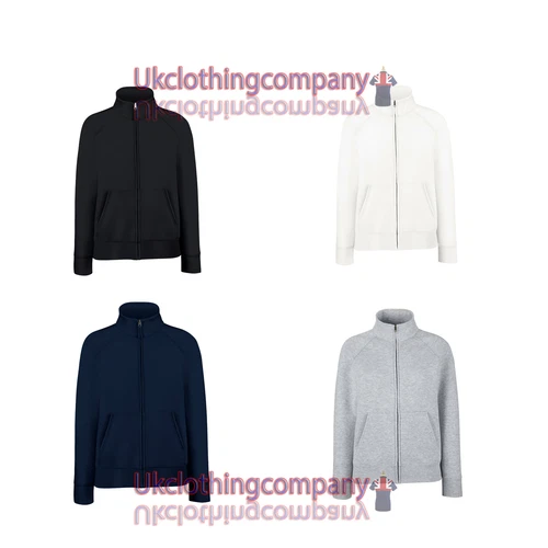 Fruit Of The Loom Lady-Fit Full Zipped Premium Sweat Jacket-Womens tops S to 2XL