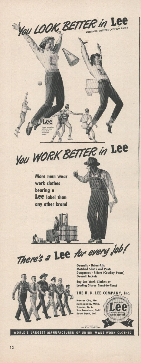 1950 Lee Work Clothes Overalls Dungaree's Jeans Look Better