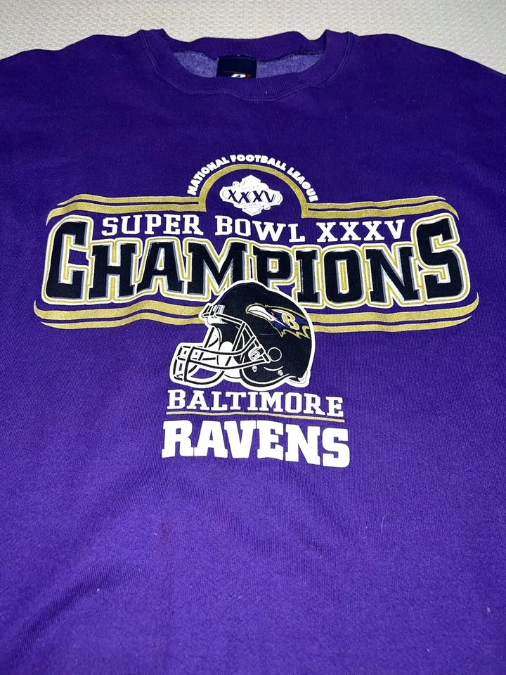 Sudadera Baltimore Ravens Pro Player Super Bowl XXXV Champions XL 2001 De colección Foto 2 de 4