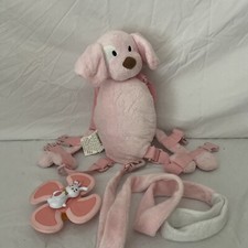 Lot Of 2 Eddie Bauer 2 In 1 Harness Child Safety Pink Dog 12" plush  Toy