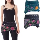 PUREWONDER Damen Zipfel Wickelrock Samt Nierenwärmer Goa Rock Minirock sk23