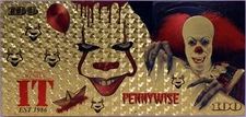 Pennywise Stephen King's It Color $100 Note Novelty 24K Gold Plated Bill XX010