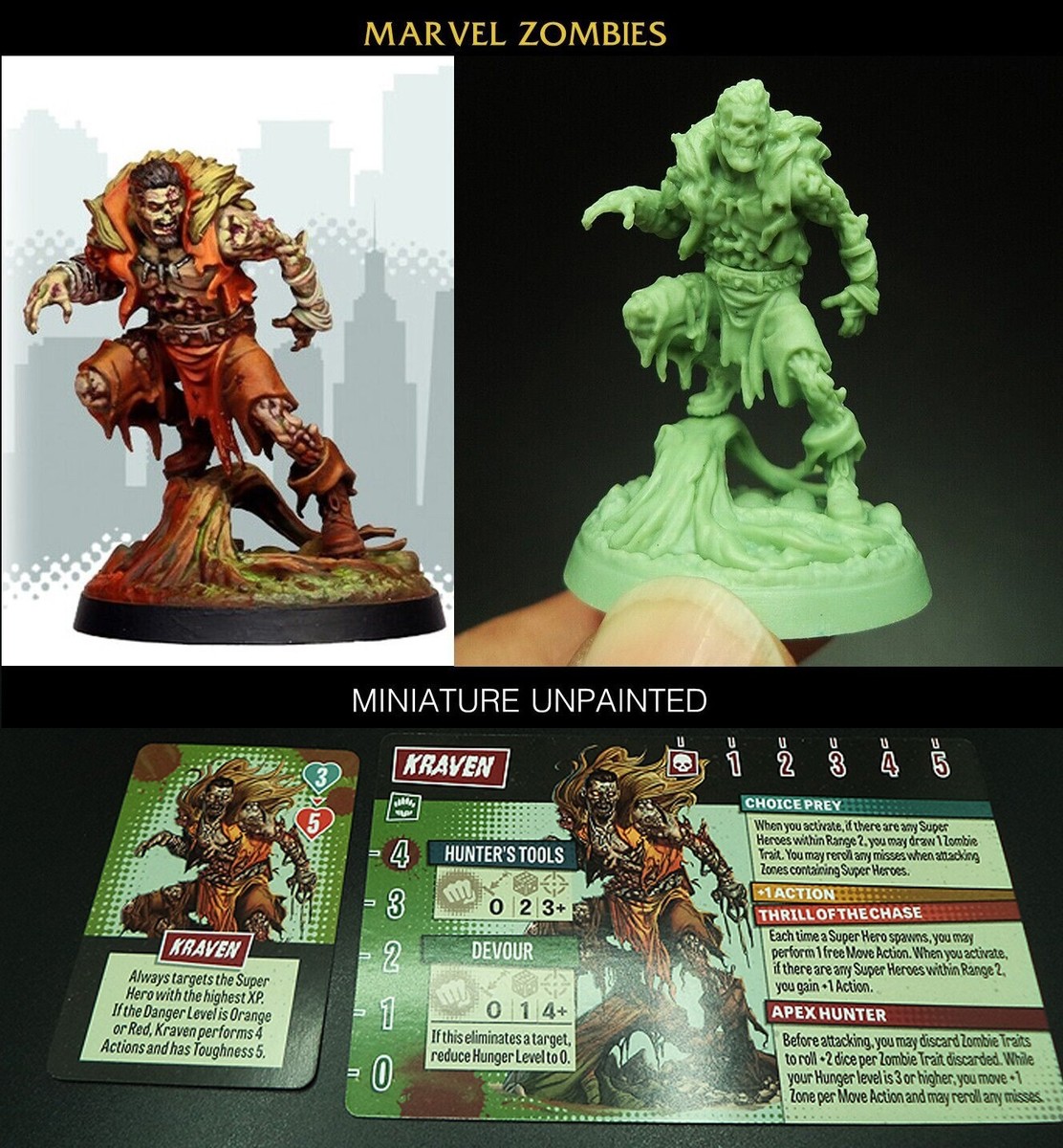 MARVEL ZOMBIES BOARD GAME AUTHENTIC Model Miniature KRAVEN Undead