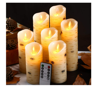 7 Luminara Flickering Wick Flameless Pillar Candle Dancing LED Remote Candle