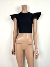 Vtg Alexander McQueen Black Crop Top XS