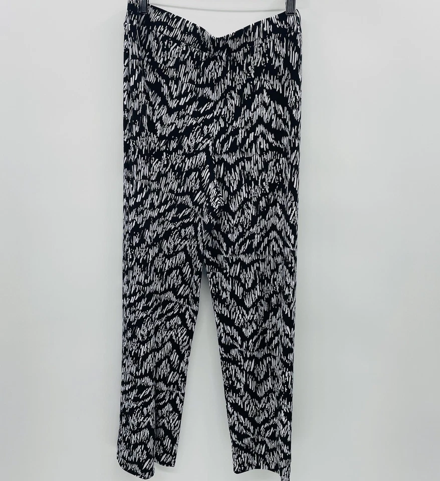 Style & Co Womens Size Medium Printed Pull On Stretch Knit Wide Leg Pants Black - Image 3 of 4
