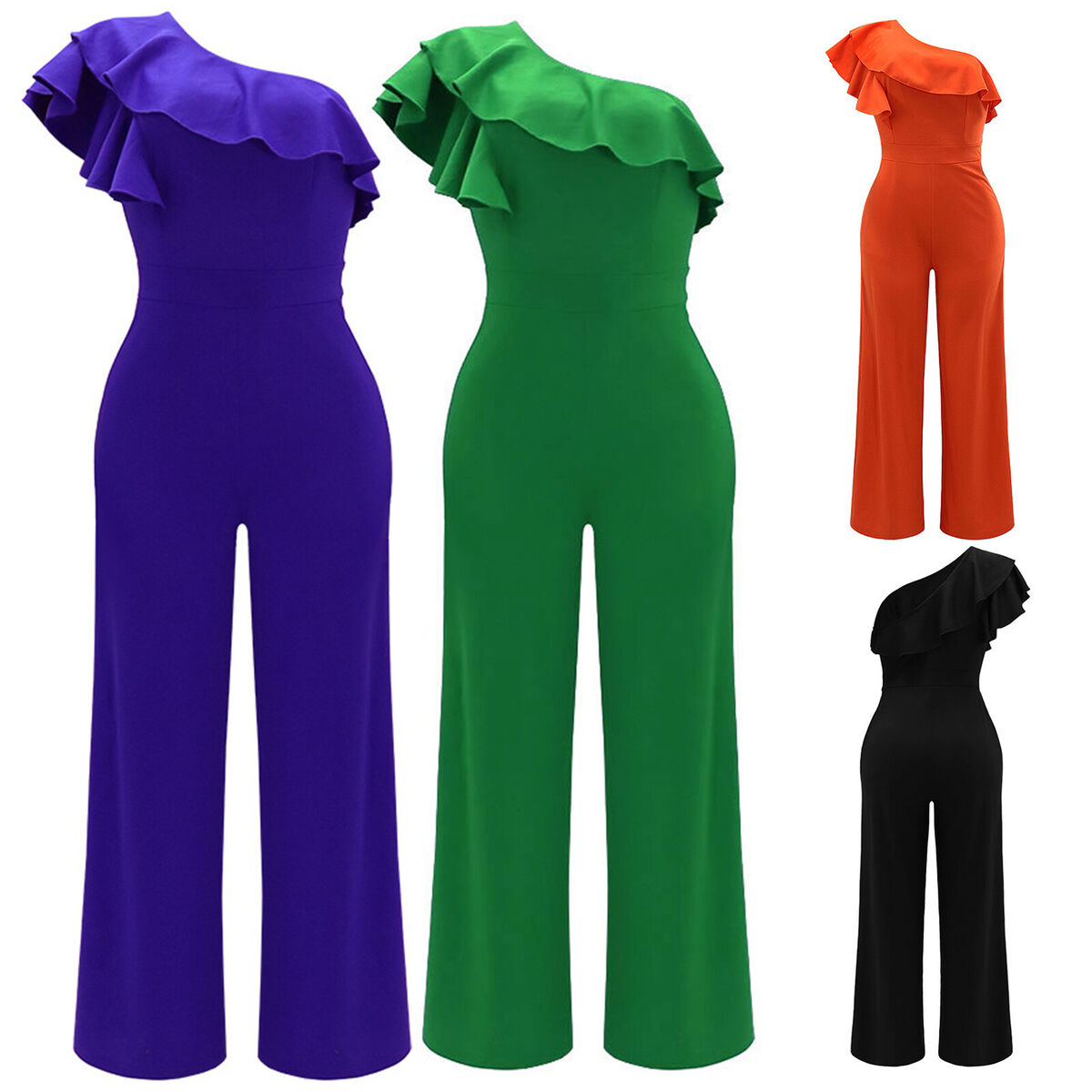 Fashion Casual Without Belt One Shoulder Loose Jumpsuits(10 colors) Fashion Casual Without Belt One Shoulder Loose Jumpsuits(10 colors)