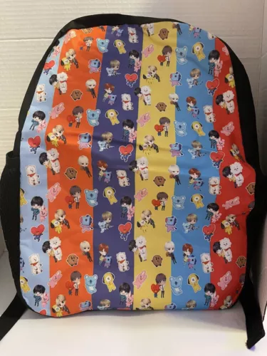Mochila escolar BTS arco iris dibujos animados 