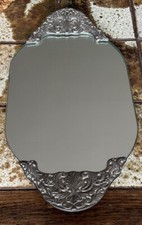Godinger Silverplate Raised Oval Table Mirror Tray 15.25  Long
