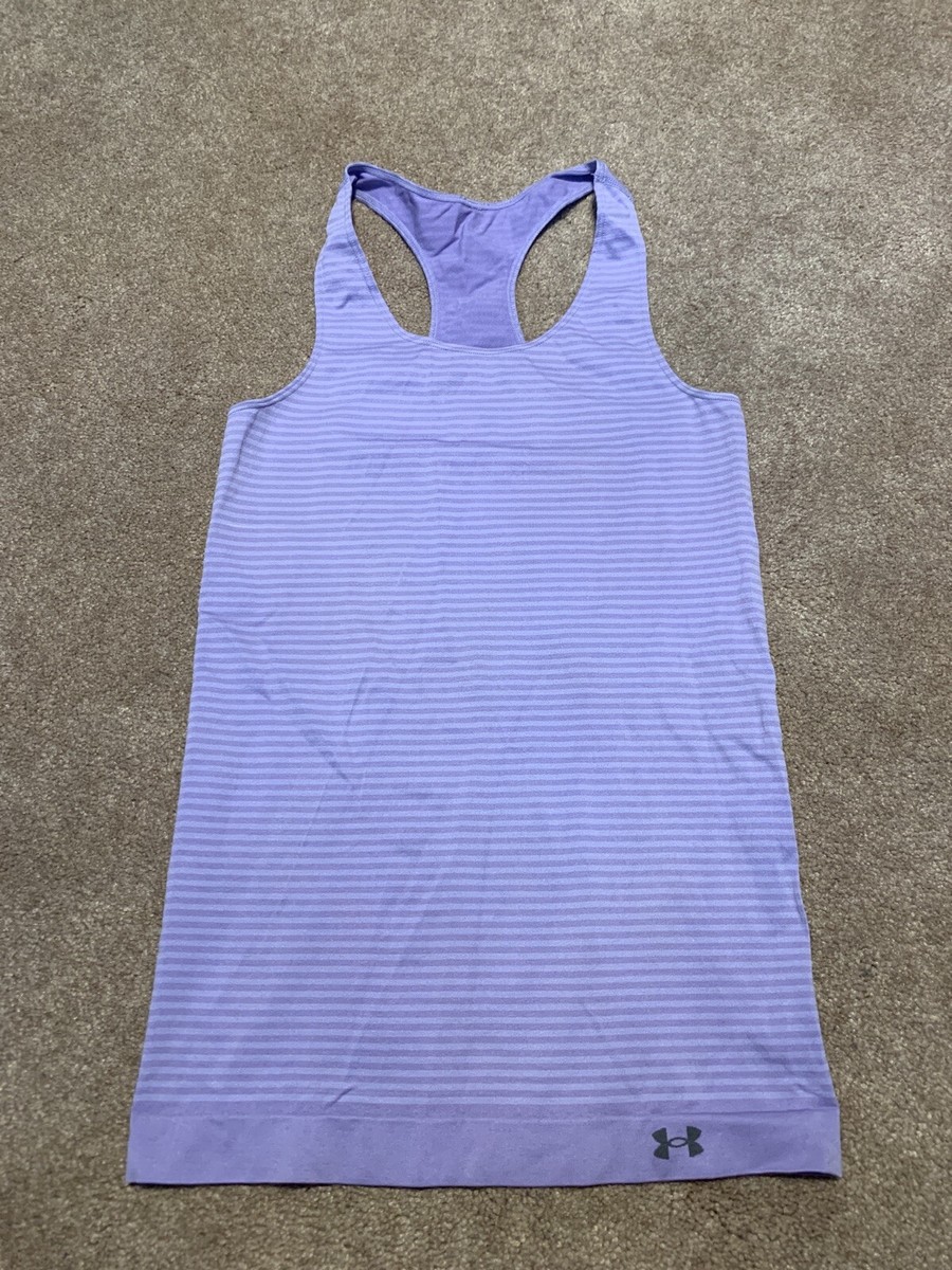 Womens Under Armour Lilac Purple Striped Athletic Tank Top Sleeveless Shirt  XS