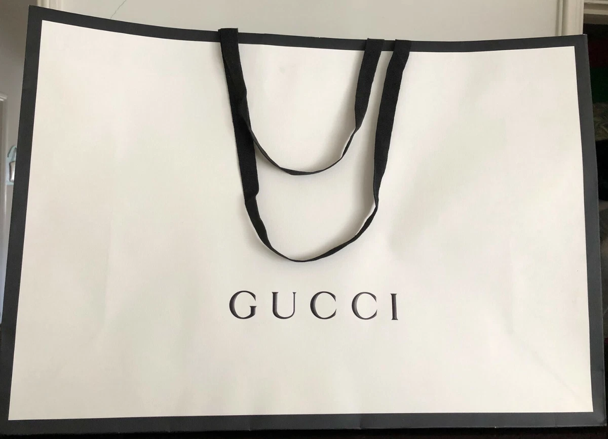 NEW Extra Large GUCCI Black White Empty Paper SHOPPING BAG 25.5