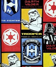 Star Wars Darth Vader Boba Fett Movie Red Blue Block Cotton Fabric 1 yard 35"